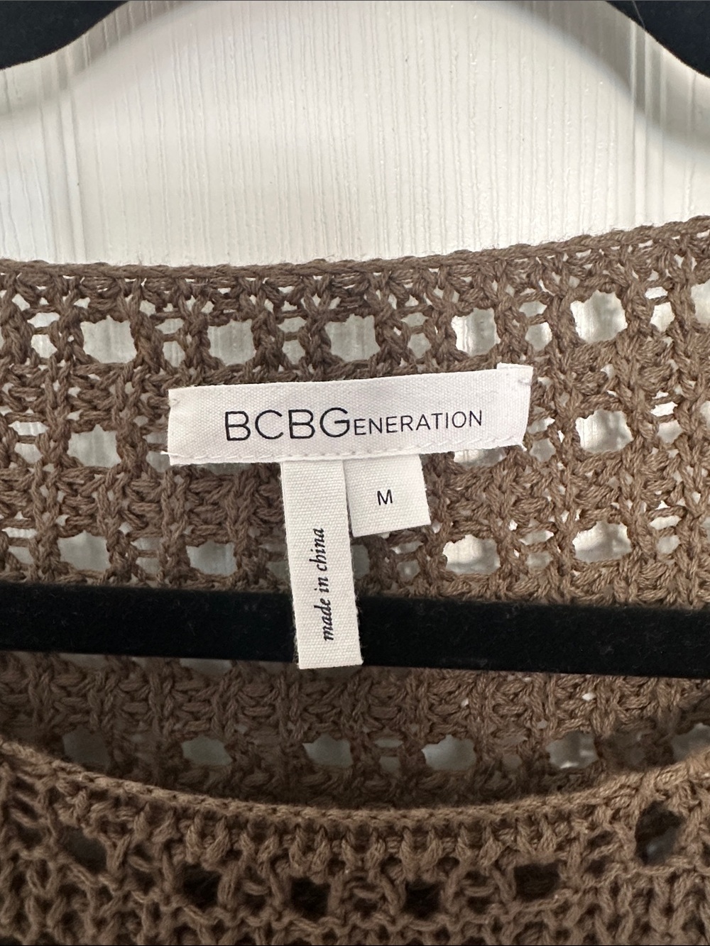 BCBGMaxAzria Olive Open Crochet Scoop-Neck Sweater - Picture 2 of 3